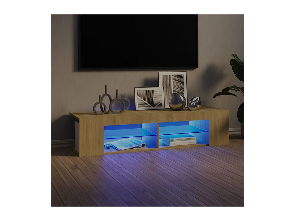 Mobile TV con luci LED Rovere Sonoma 135x39x30 cm