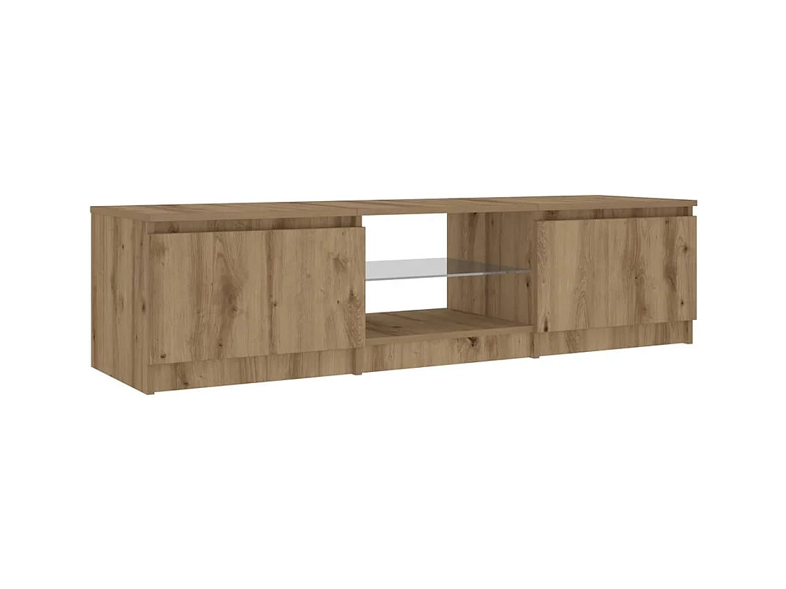 Mobile porta TV con luci a LED in rovere lavorato a mano