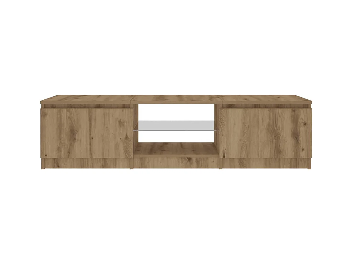 Mobile porta TV con luci a LED in rovere lavorato a mano