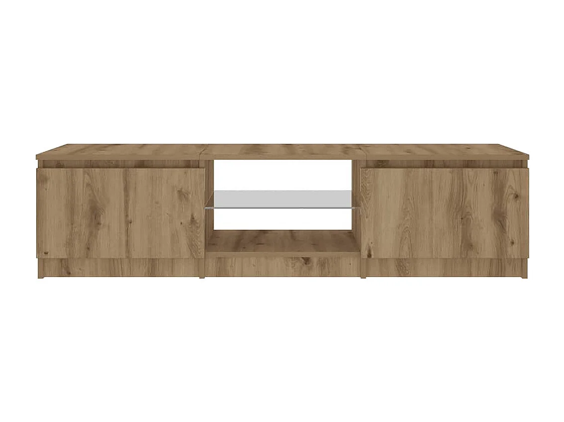 Meuble TV avec lumières LED chêne artisanal bois d'ingénierie