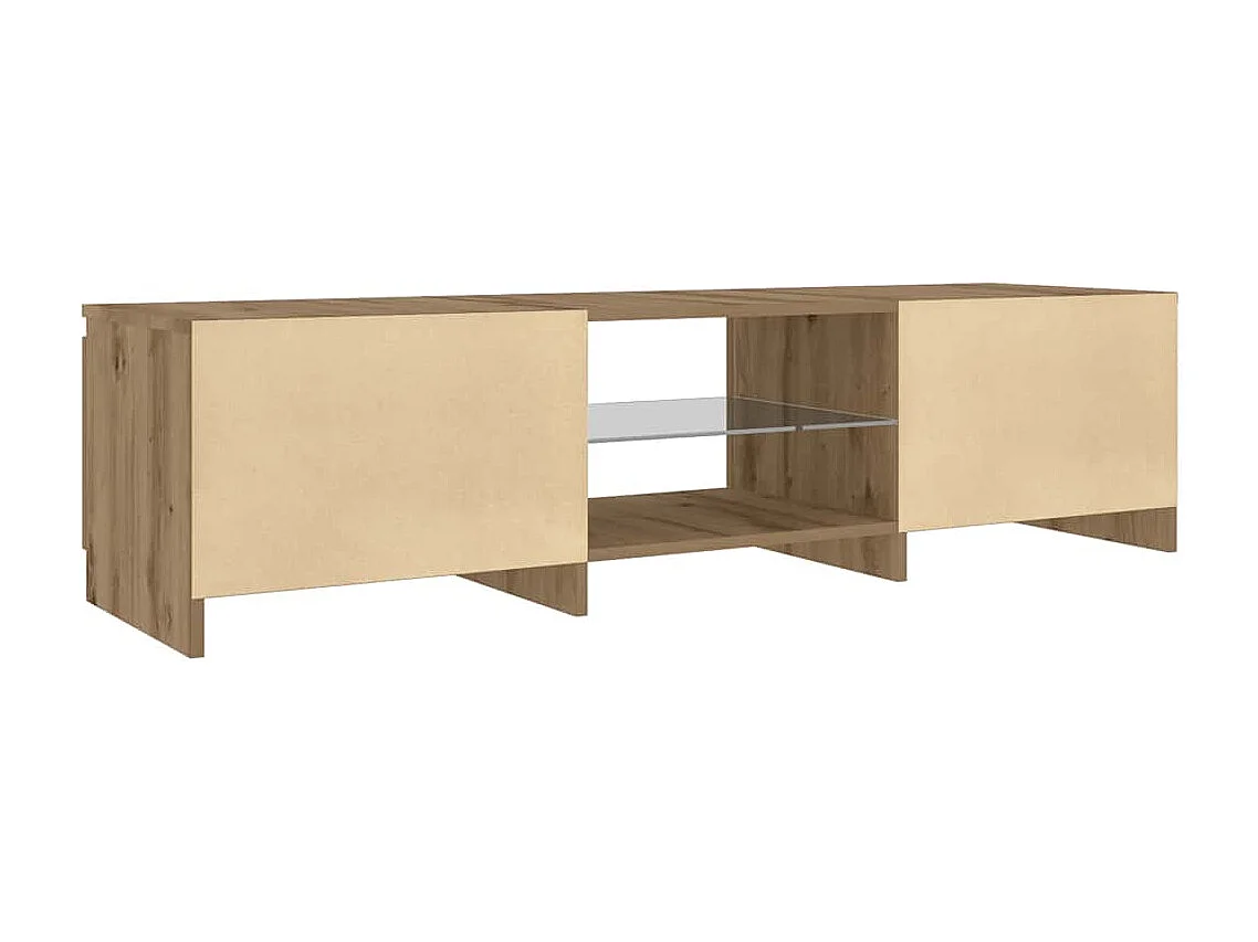 Meuble TV avec lumières LED chêne artisanal bois d'ingénierie