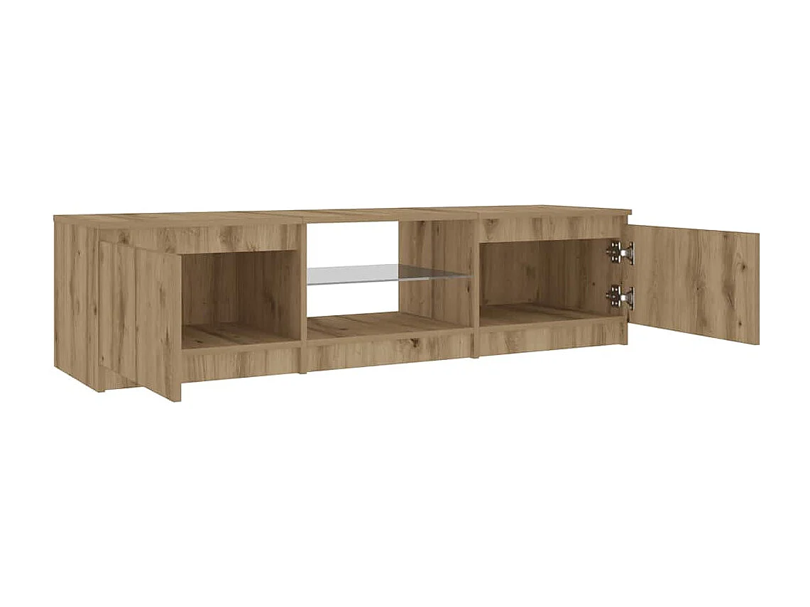 Meuble TV avec lumières LED chêne artisanal bois d'ingénierie