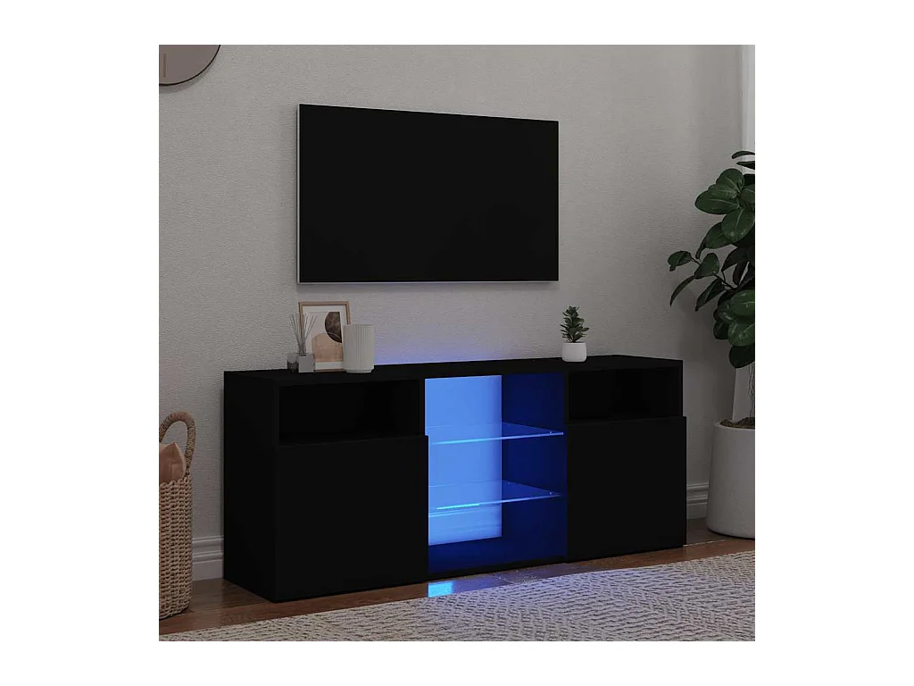 Meuble TV avec lumières LED noir 120x30x50 cm