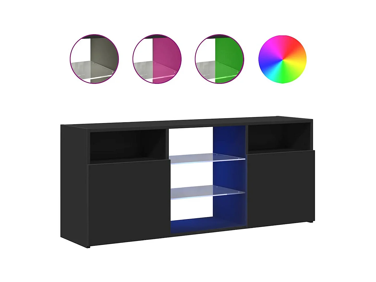 Meuble TV avec lumières LED noir 120x30x50 cm