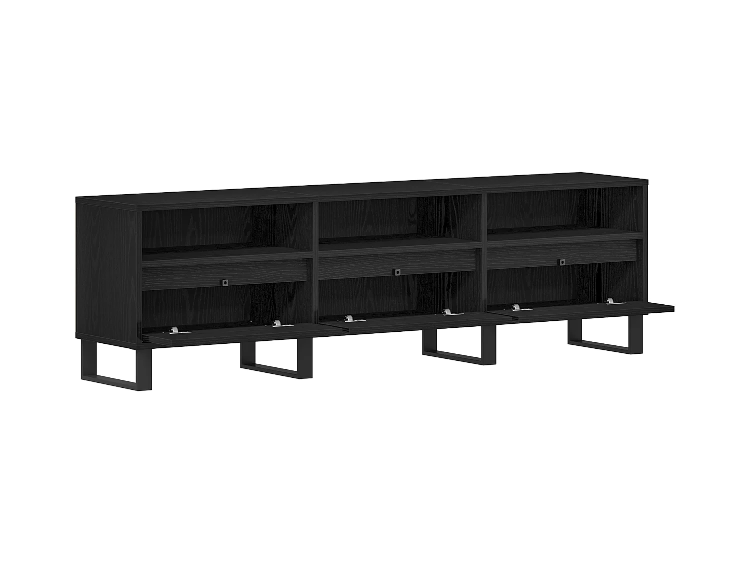 Zwarte eiken tv-kast 150x30x44,5 cm bewerkt hout