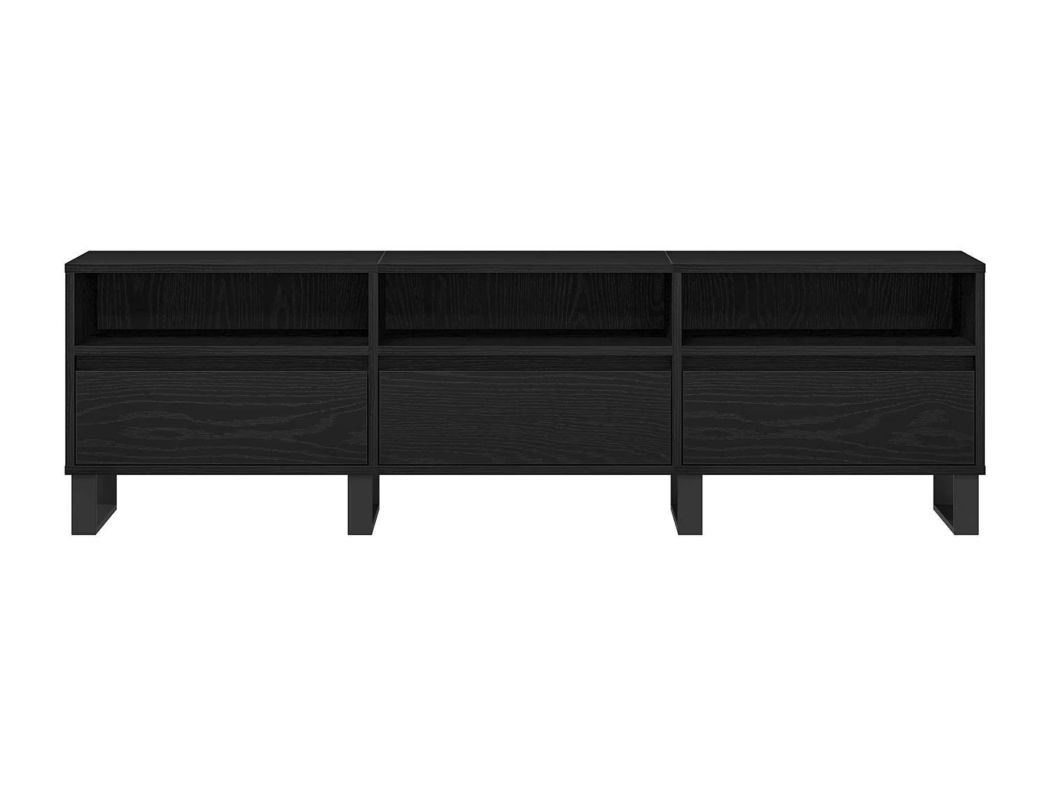 Zwarte eiken tv-kast 150x30x44,5 cm bewerkt hout