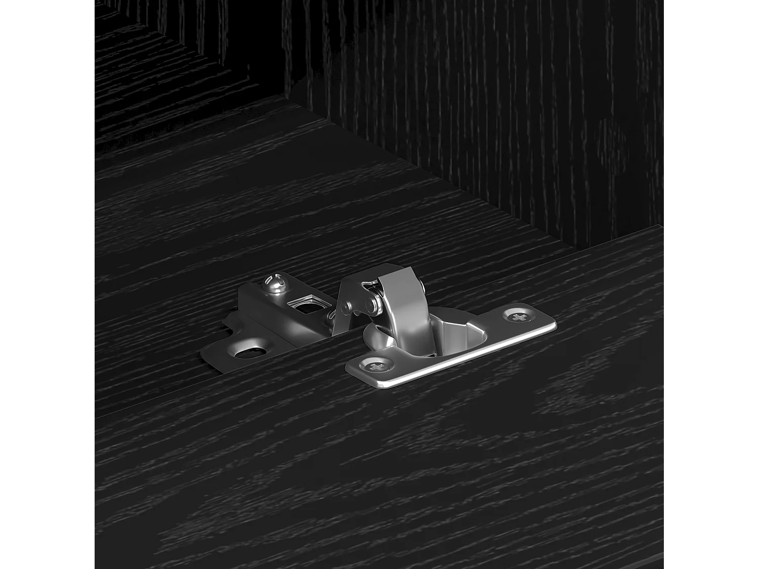 Meuble TV Noir Chêne 150x30x44,5 cm Bois d'ingénierie