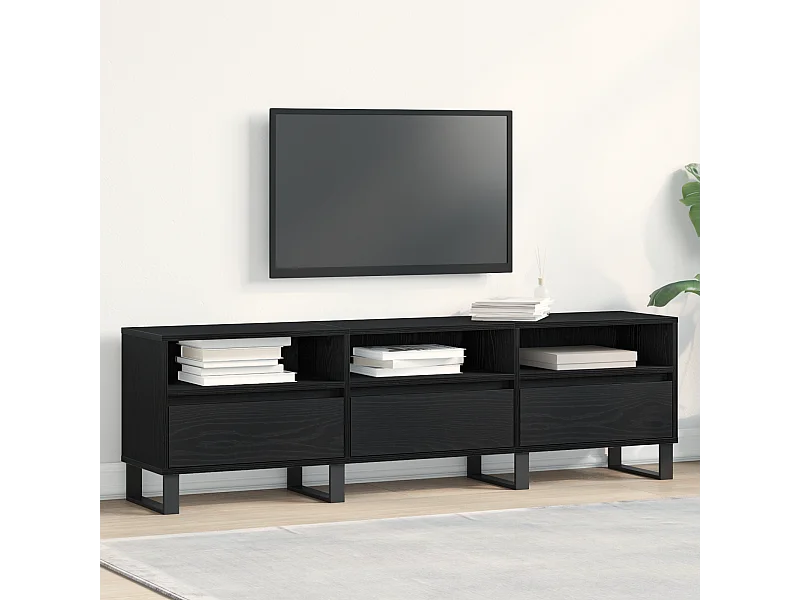 Mobile TV in rovere nero 150x30x44,5 cm in legno ingegnerizzato