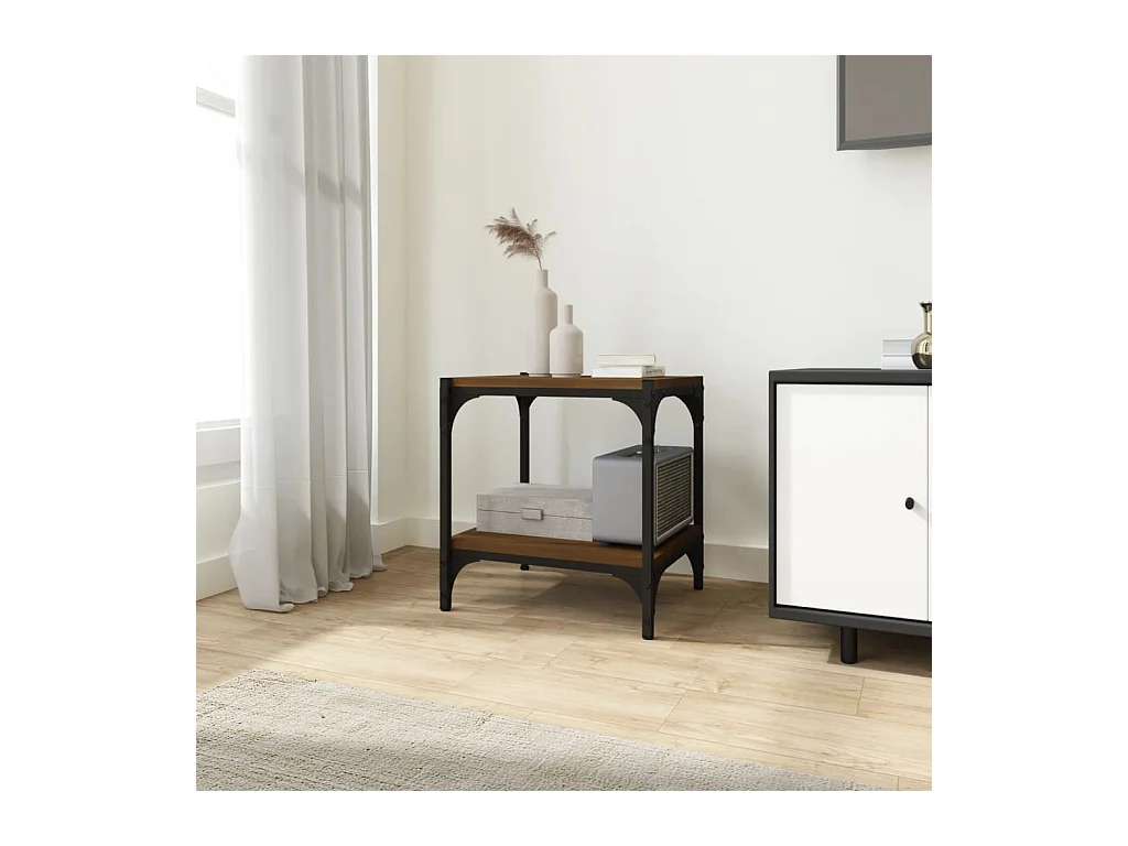 Meuble TV Chêne marron 40x33x41 cm Bois d'ingénierie et acier
