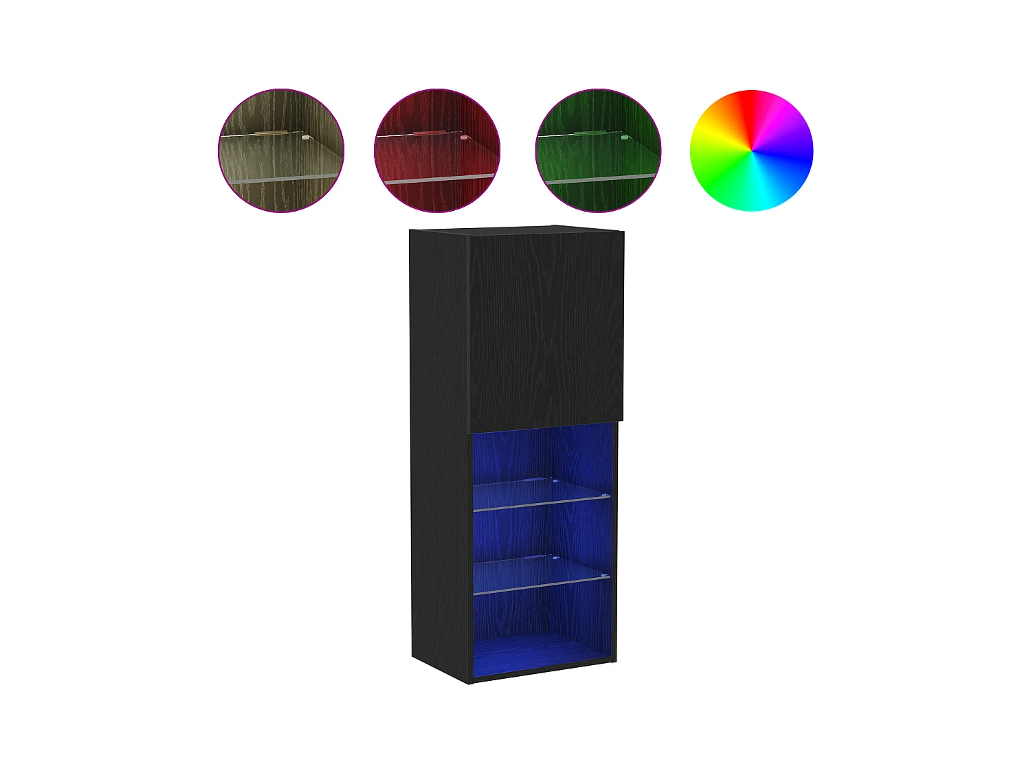 TV-meubel met LED-verlichting Zwarte eik 40,5x30x102 cm