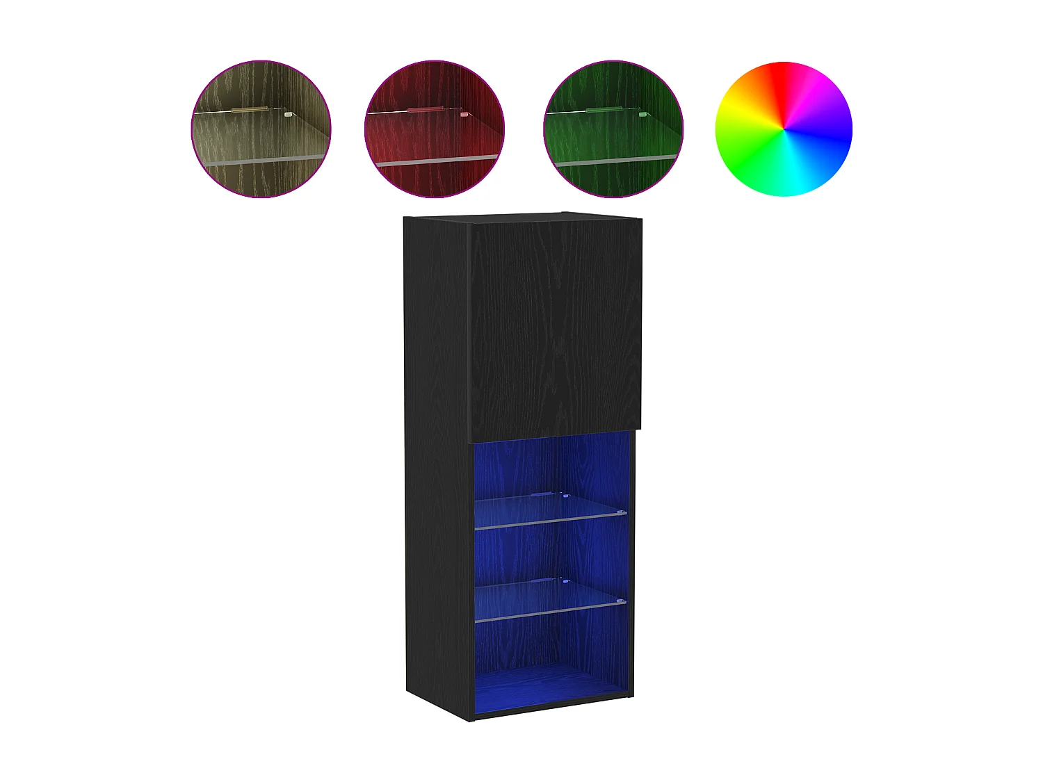 TV-meubel met LED-verlichting Zwarte eik 40,5x30x102 cm