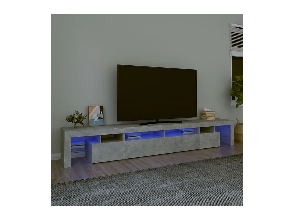 TV-meubel met LED-verlichting Betongrijs 260x36,5x40 cm