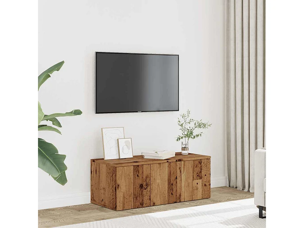 Meuble TV vieux bois 80x34x30 cm bois d'ingénierie