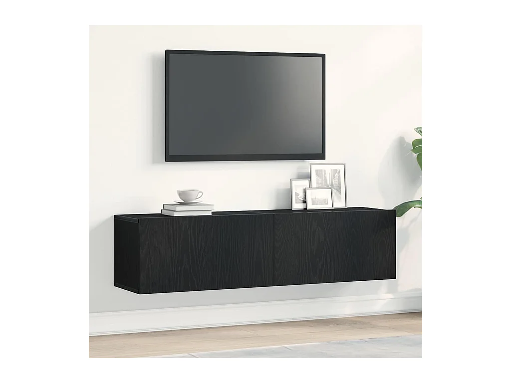 Meuble TV chêne noir 120x30x30,5 cm bois d'ingénierie