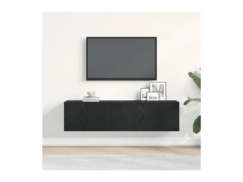 Meuble TV chêne noir 120x30x30,5 cm bois d'ingénierie