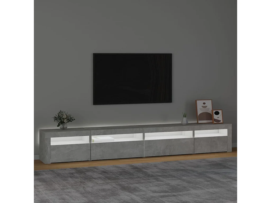 Mueble de TV con luces LED Gris hormigón 270x35x40 cm