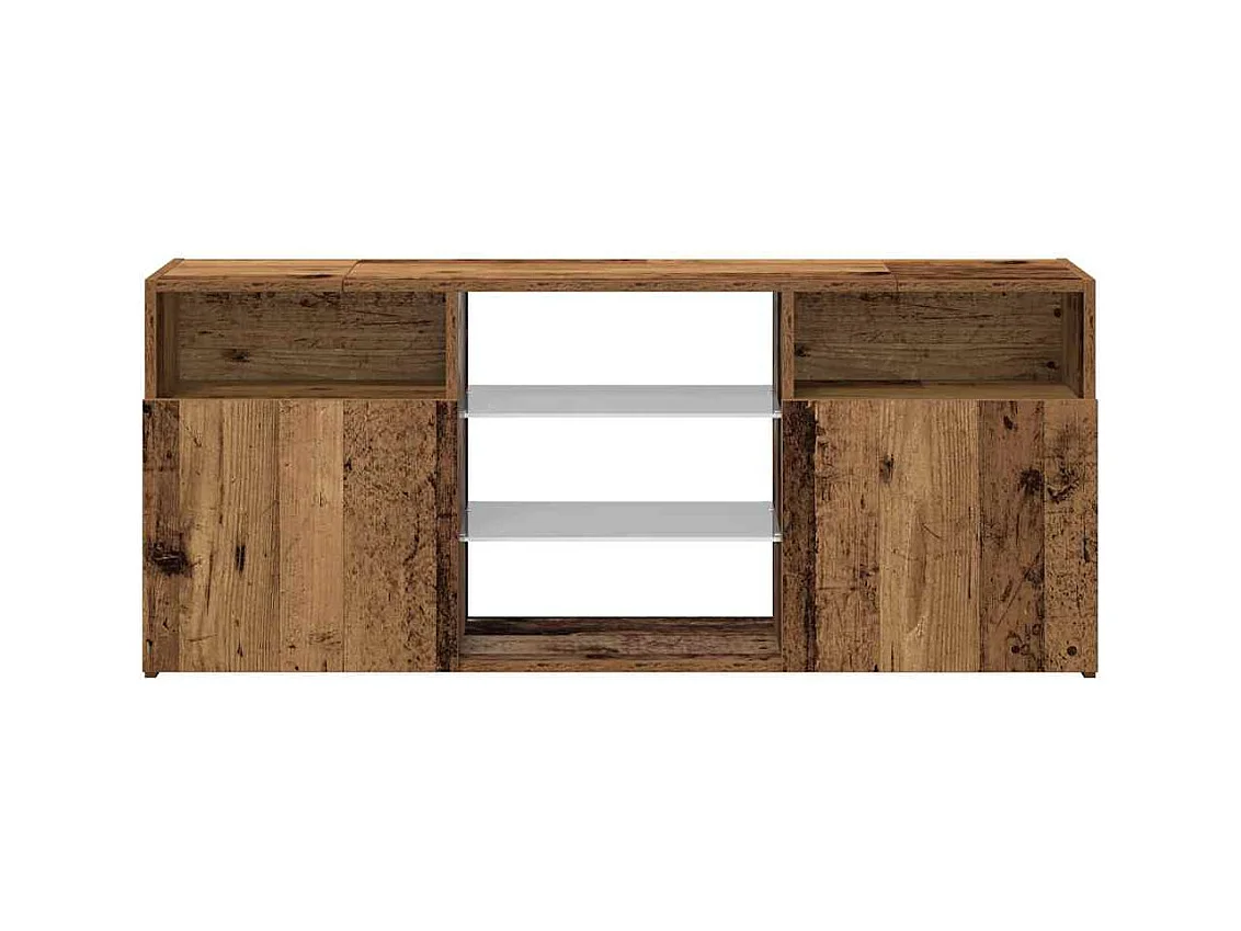 Mobile porta TV con luci a LED in legno vecchio, legno ingegnerizzato