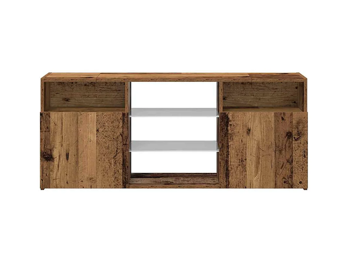 Mobile porta TV con luci a LED in legno vecchio, legno ingegnerizzato