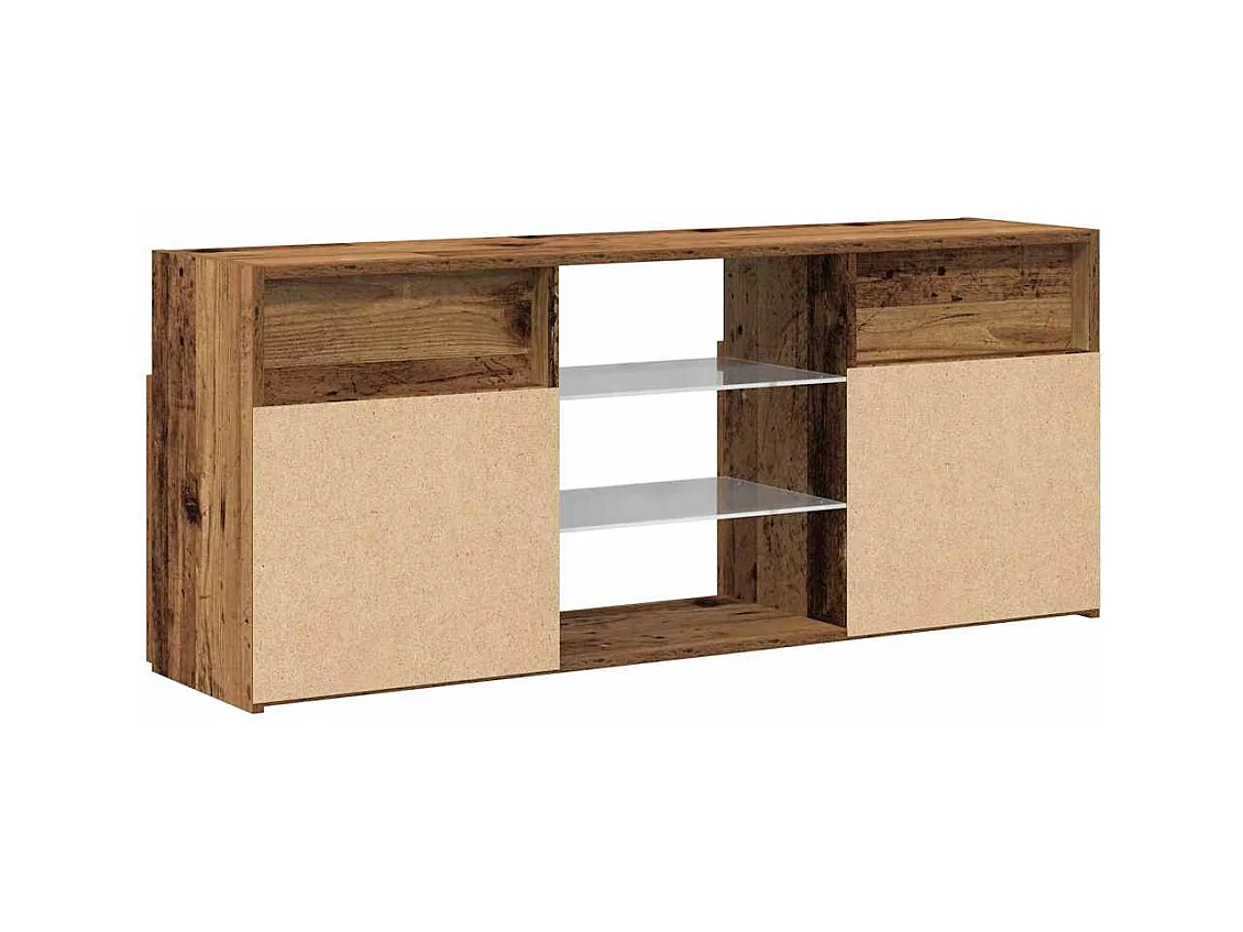 Mobile porta TV con luci a LED in legno vecchio, legno ingegnerizzato