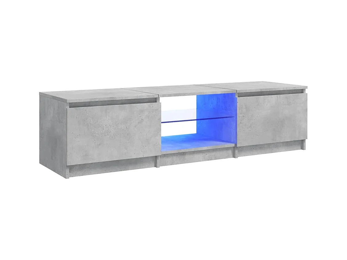 Meuble TV avec lumières LED gris béton 140x40x36 cm