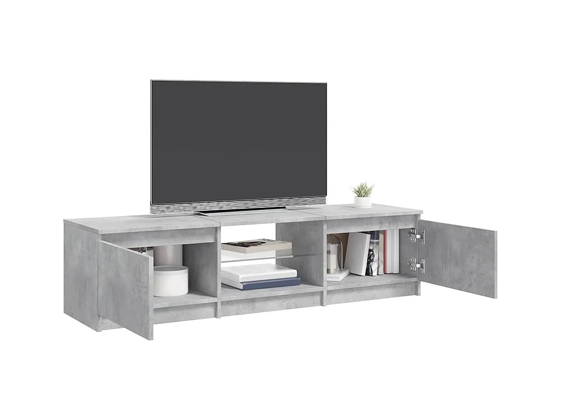 Meuble TV avec lumières LED gris béton 140x40x36 cm