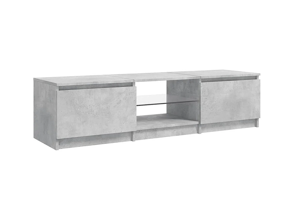 Meuble TV avec lumières LED gris béton 140x40x36 cm