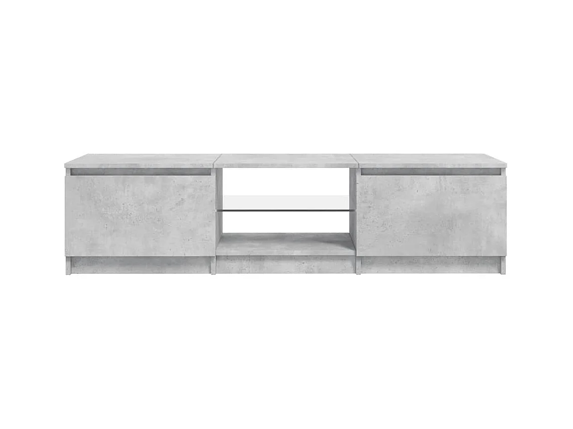 Meuble TV avec lumières LED gris béton 140x40x36 cm