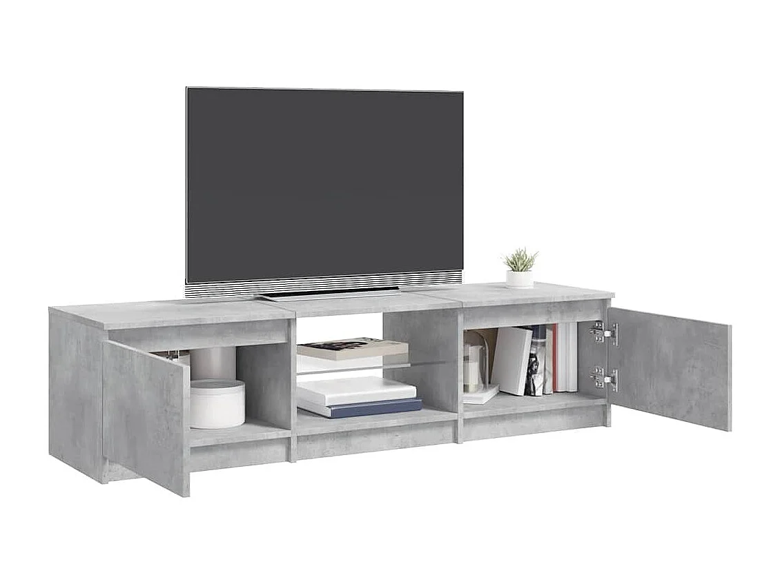 Meuble TV avec lumières LED gris béton 140x40x36 cm