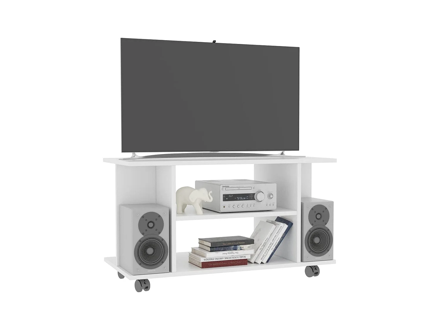 Meuble TV avec roulettes blanc 80x40x45 cm bois d'ingénierie