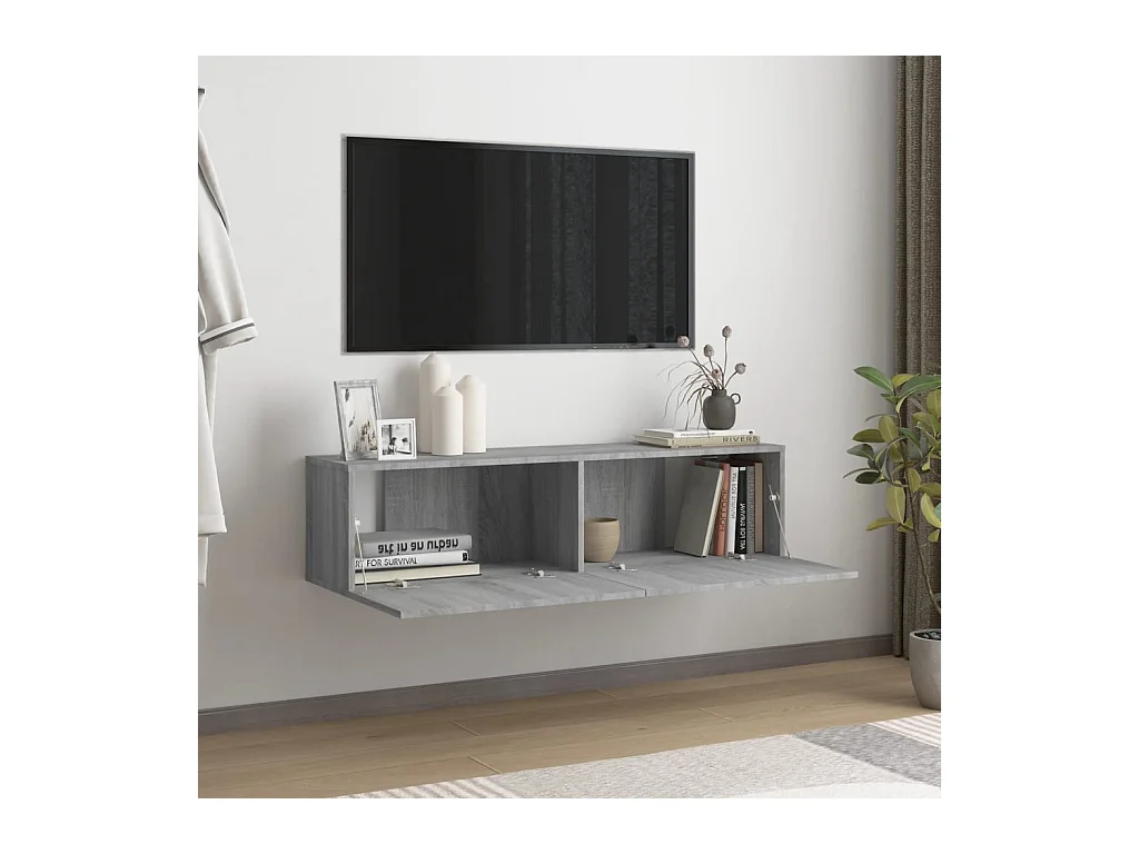 Armoire murale TV Sonoma gris 120x30x30 cm Bois d'ingénierie