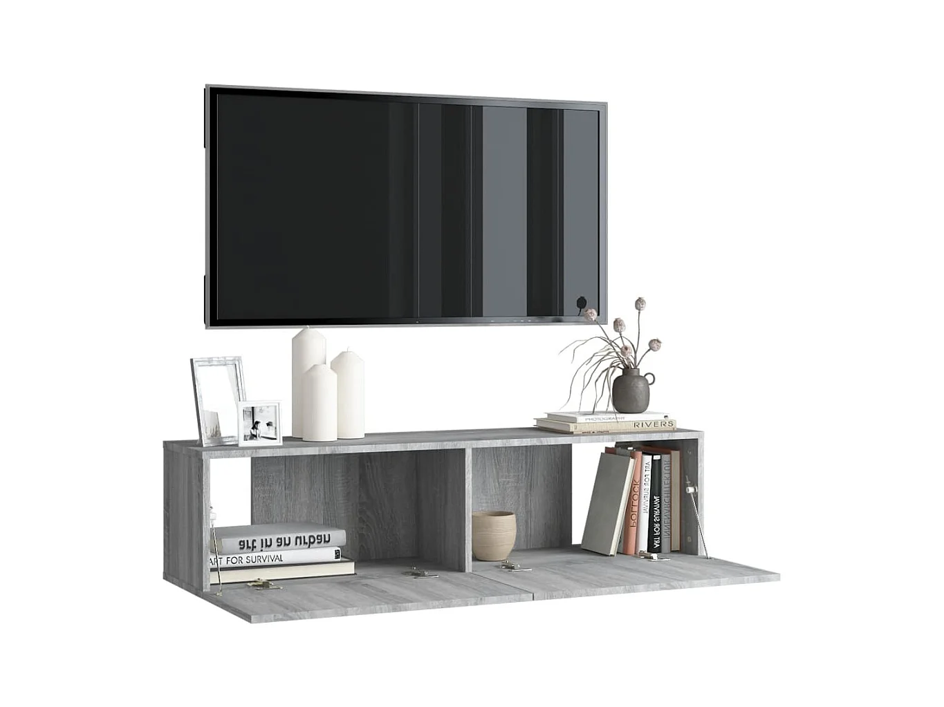 Armoire murale TV Sonoma gris 120x30x30 cm Bois d'ingénierie