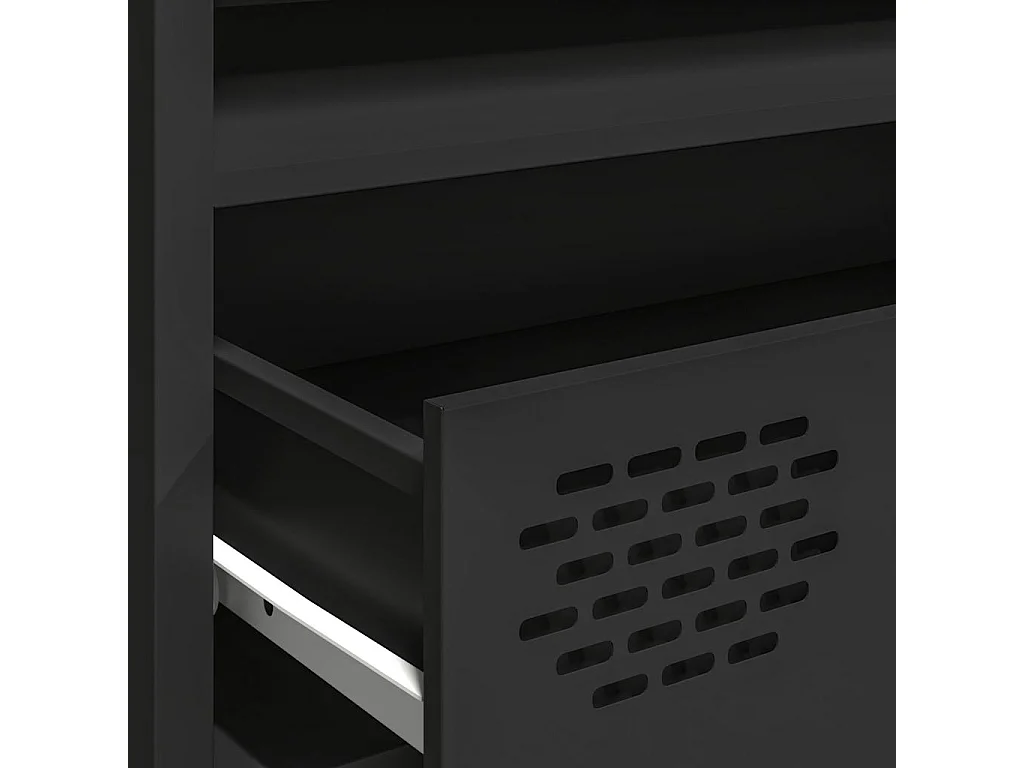 Meuble TV noir 202x39x43,5 cm acier laminé à froid