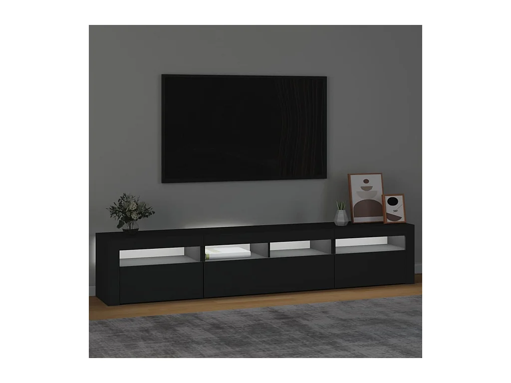 Meuble TV avec lumières LED Noir 210x35x40 cm