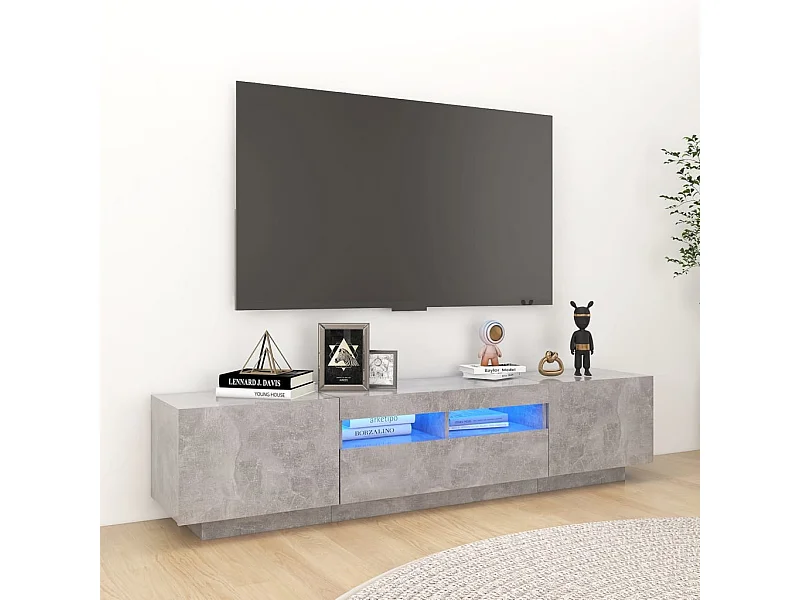 Mobile TV con luci LED Grigio cemento 180x35x40 cm