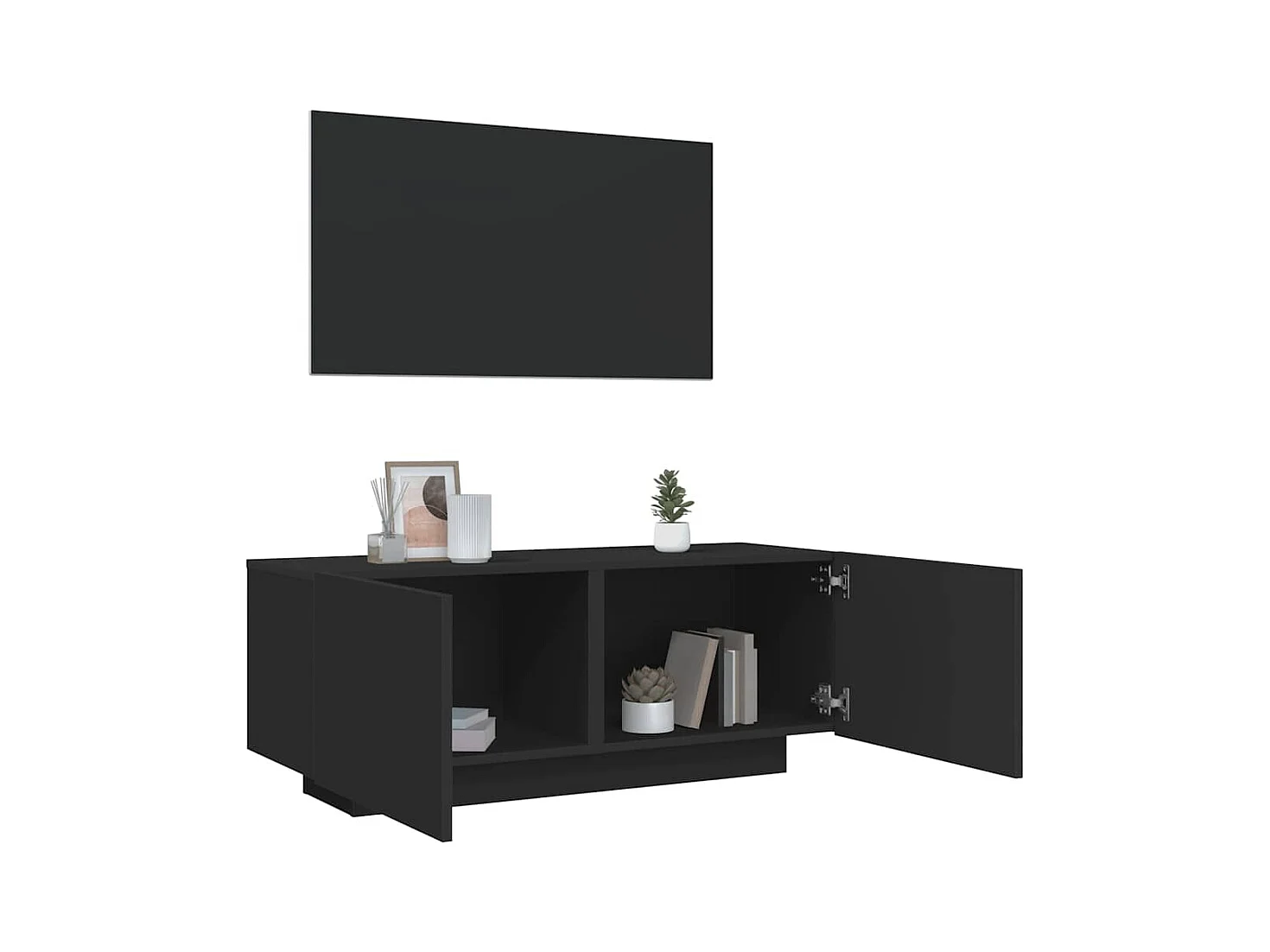 Meuble TV Noir 100x35x40 cm Aggloméré