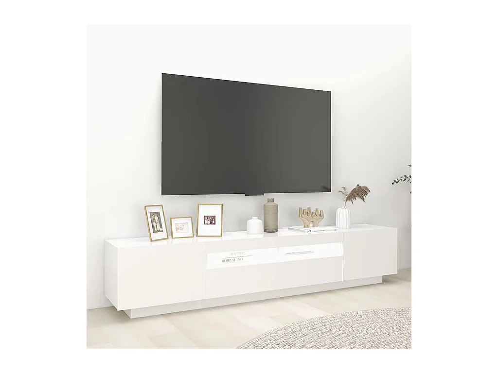 Meuble TV avec lumières LED Blanc 200x35x40 cm