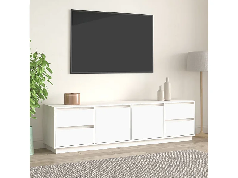 Mobile TV bianco 176x37x47,5 cm Legno massello di pino