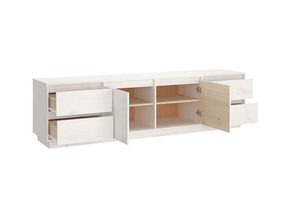 Mobile TV bianco 176x37x47,5 cm Legno massello di pino