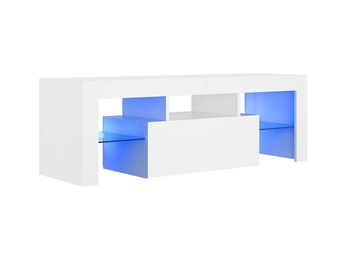 Meuble TV avec lumières LED Blanc 120x35x40 cm