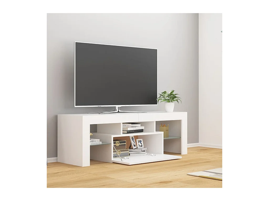 Meuble TV avec lumières LED Blanc 120x35x40 cm