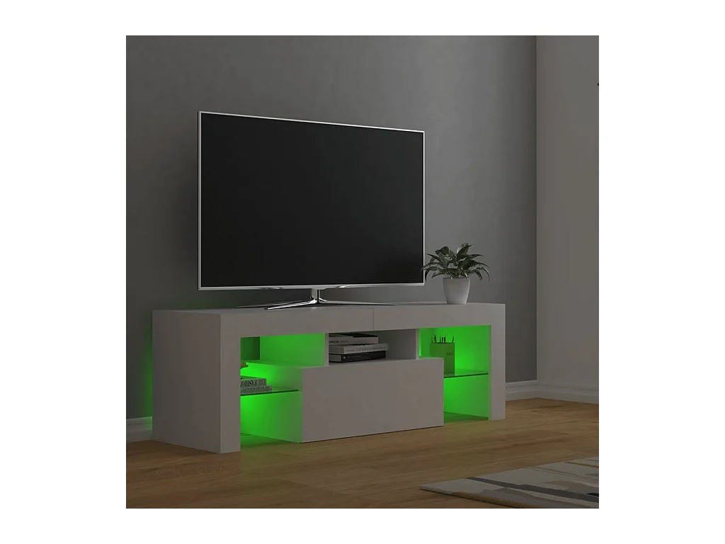 Meuble TV avec lumières LED Blanc 120x35x40 cm