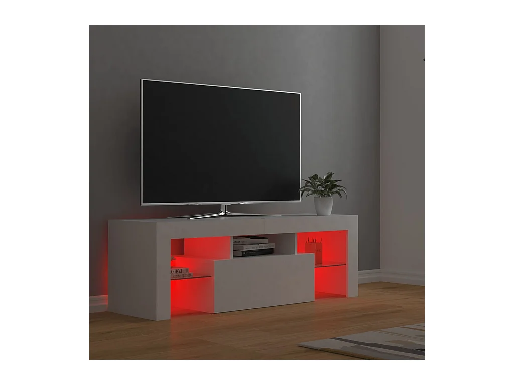 Meuble TV avec lumières LED Blanc 120x35x40 cm