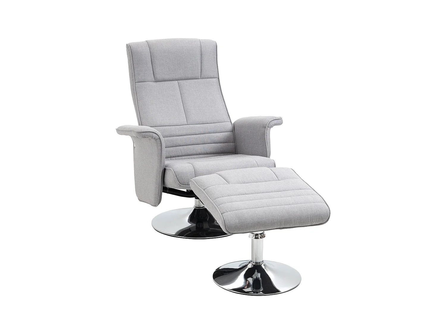 Relaxfauteuil met massagefunctie en voetenbank, grijs imitatieleer, verstelbaar (78x97x110 cm)