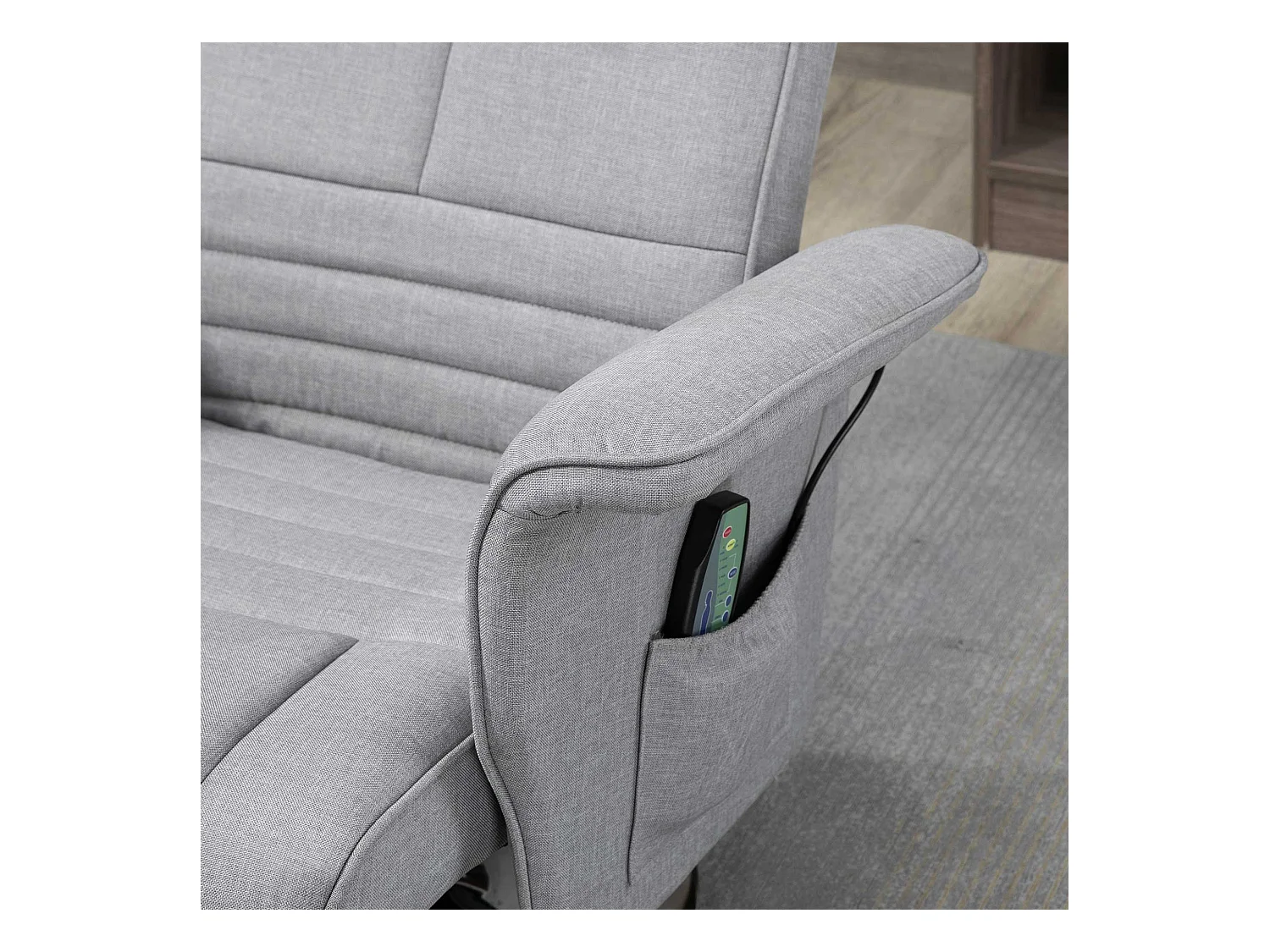 Relaxfauteuil met massagefunctie en voetenbank, grijs imitatieleer, verstelbaar (78x97x110 cm)