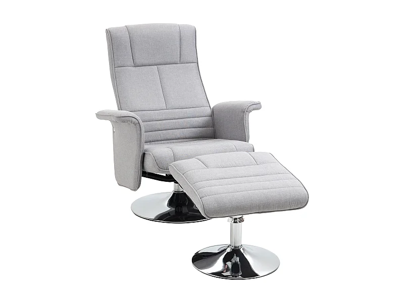 Fauteuil relax avec fonction de massage et repose-pieds, simili cuir gris, inclinable (78x97x110 cm)