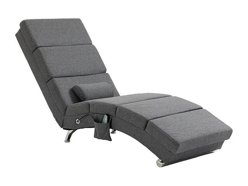 Fauteuil relax électrique avec fonction massage, dossier haut, polyester, gris foncé (56x168x84cm)