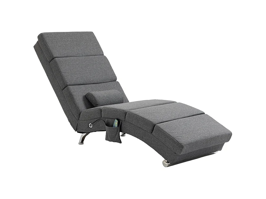 Fauteuil relax électrique avec fonction massage, dossier haut, polyester, gris foncé (56x168x84cm)