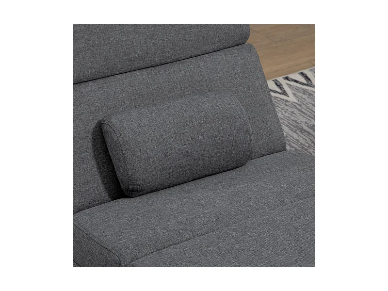 Fauteuil relax électrique avec fonction massage, dossier haut, polyester, gris foncé (56x168x84cm)