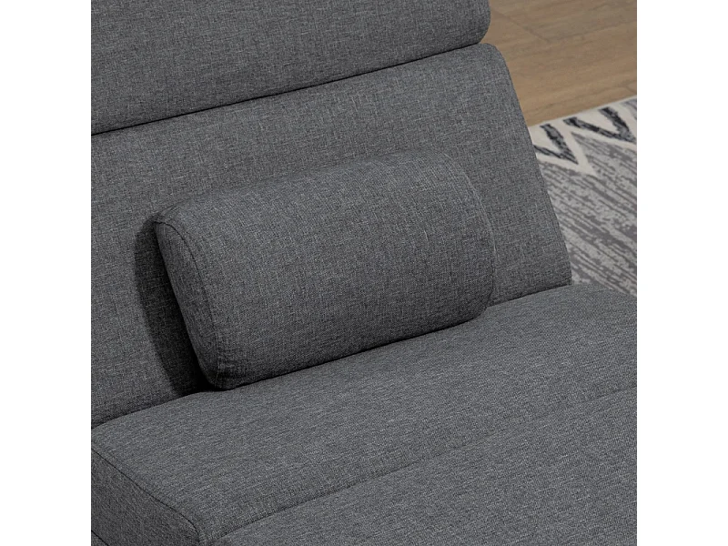 Fauteuil relax électrique avec fonction massage, dossier haut, polyester, gris foncé (56x168x84cm)