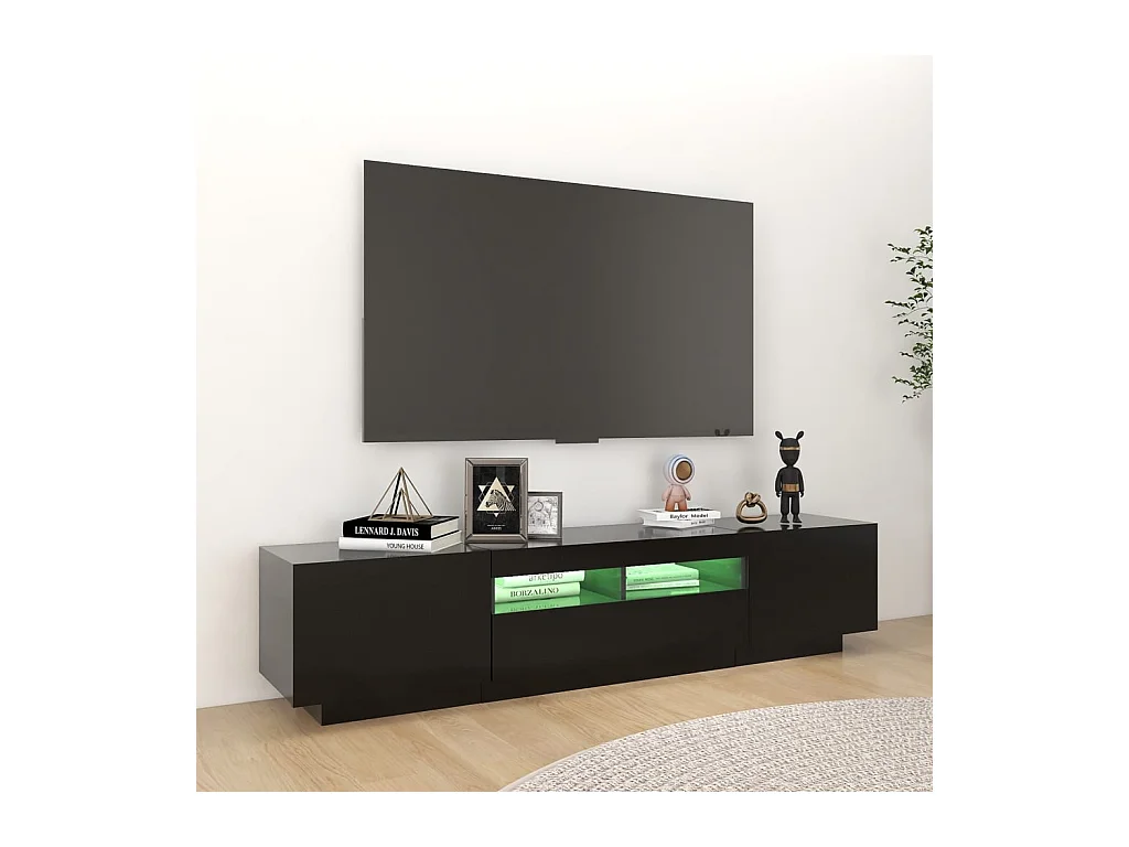 Meuble TV avec lumières LED Noir 180x35x40 cm